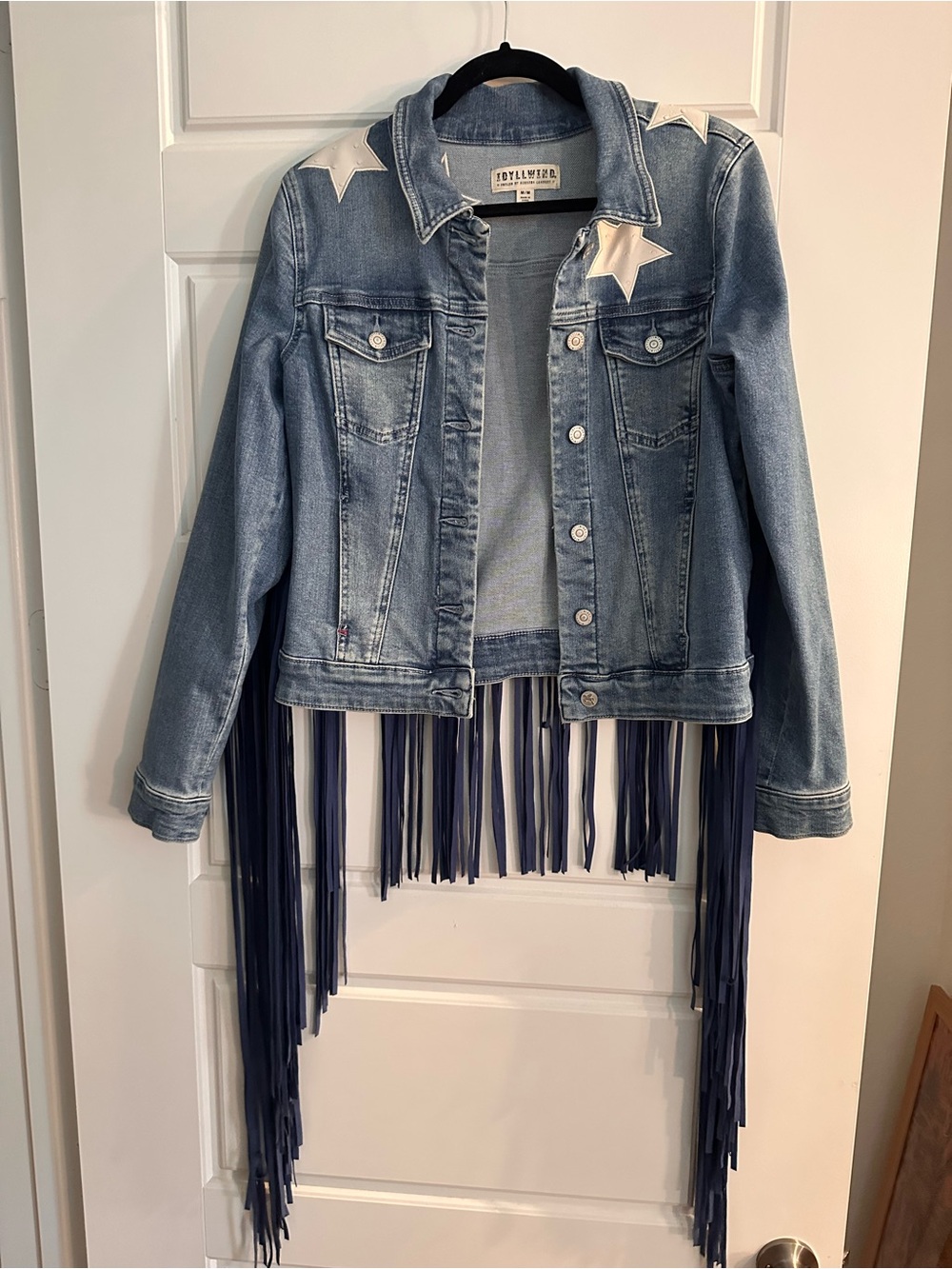 Idyllwind Light Blue Denim Fringe Jacket with Star Details